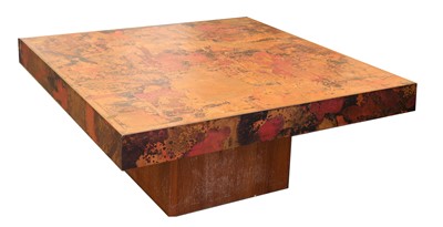 Lot 334 - A rosewood and copper mounted coffee table