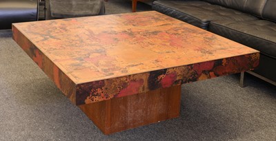Lot 334 - A rosewood and copper mounted coffee table