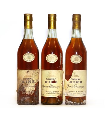 Lot 389 - Hine, Grande Champagne Cognac, 70 proof, 24 fl. ozs, 1960s bottling, three bottles