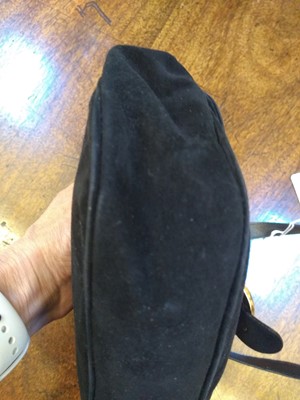 Lot 265 - A Salvador Ferragamo black suede shoulder bag