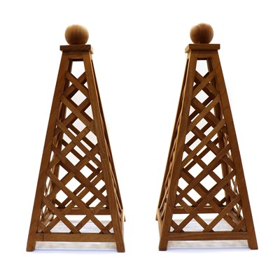 Lot 261 - A pair of hardwood obelisks