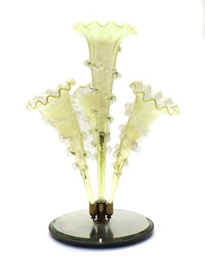 Lot 180 - A Victorian green glass epergne