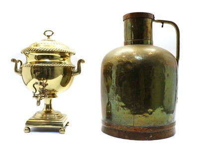 Lot 198 - A 19th century brass samovar and a large jug