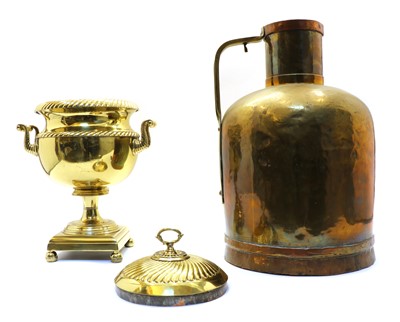 Lot 198 - A 19th century brass samovar and a large jug