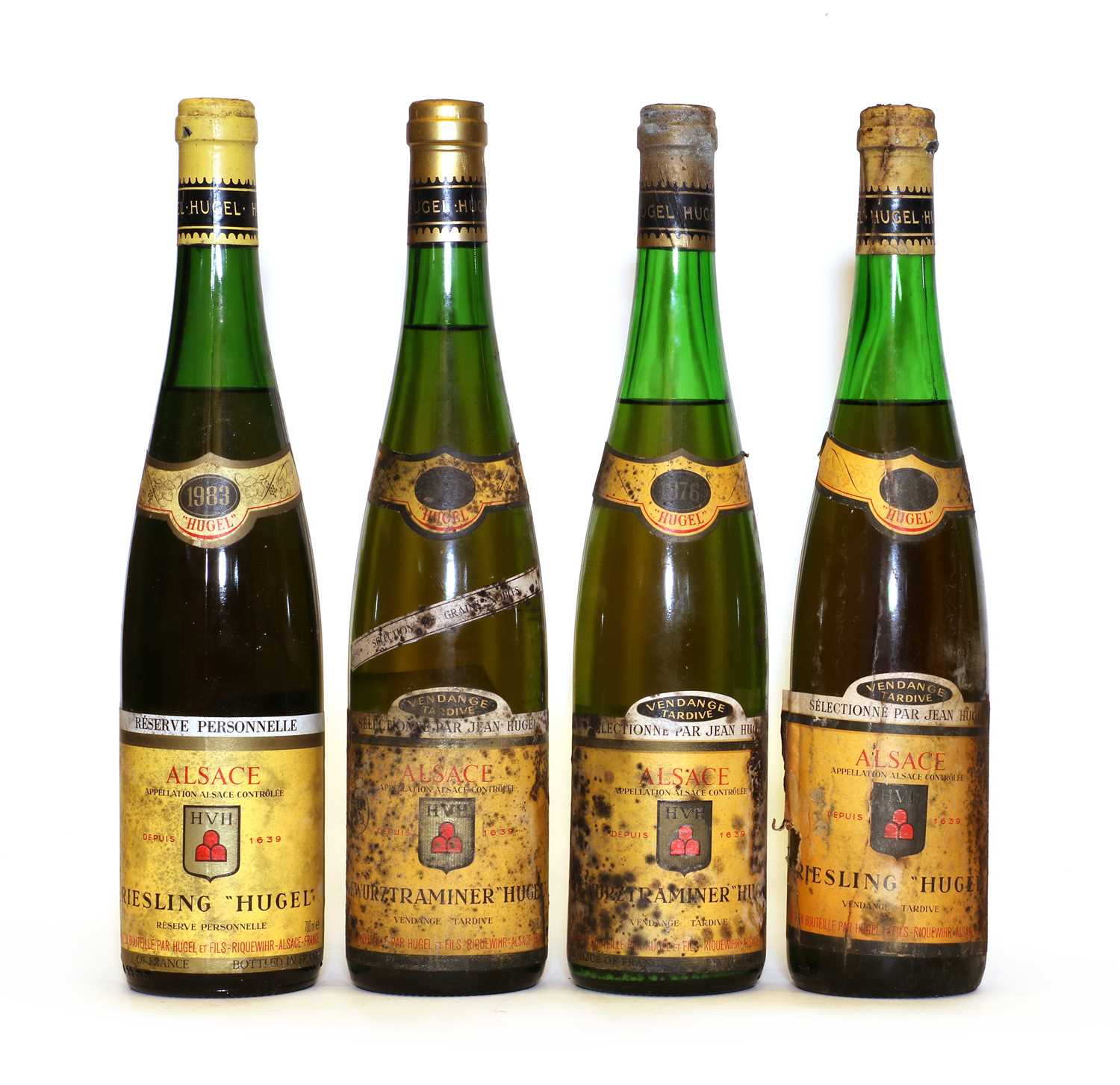 Lot 31 - Assorted wines by Hugel; Riesling, Vendange Tardive, Alsace, 1976, one bottle and 3 various others
