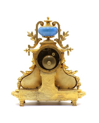 Lot 175 - A French Louis XVI revival gilt and porcelain cased mantel clock
