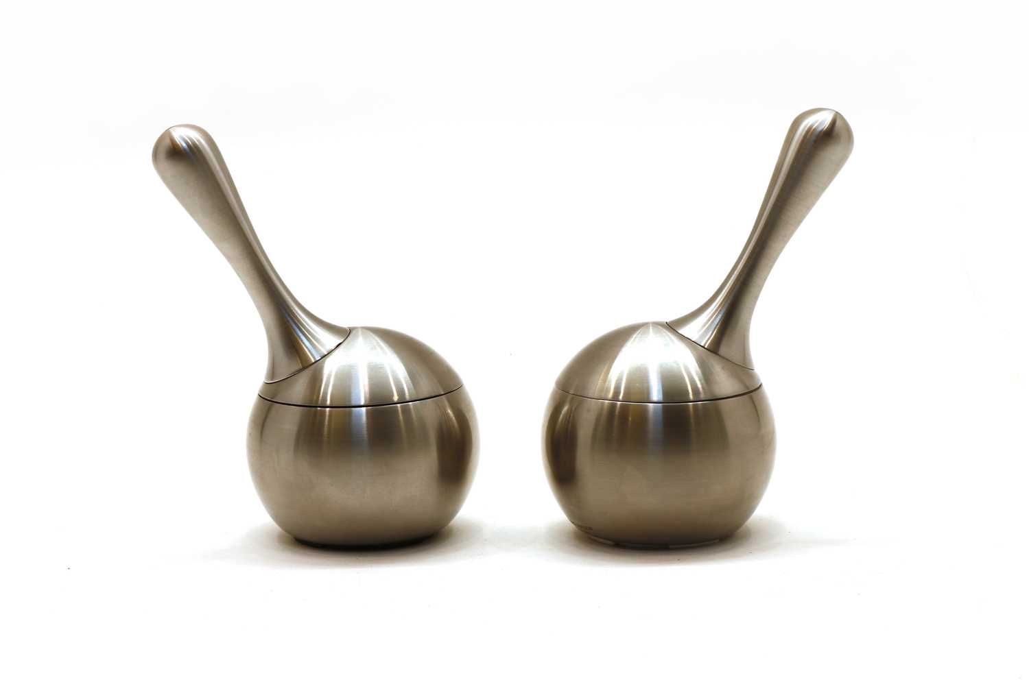 Lot 99 - A pair of Georg Jensen stainless steel salt and pepper grinders