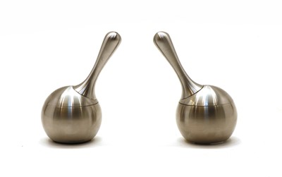 Lot 99 - A pair of Georg Jensen stainless steel salt and pepper grinders