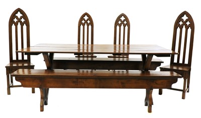 Lot 372 - A large farmhouse dining table