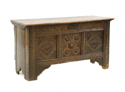 Lot 380 - An oak coffer of typical form