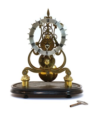 Lot 157 - A Victorian brass skeleton clock