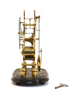 Lot 157 - A Victorian brass skeleton clock
