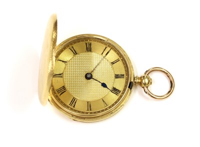 Lot 1494 - A gold key wound hunter fob watch