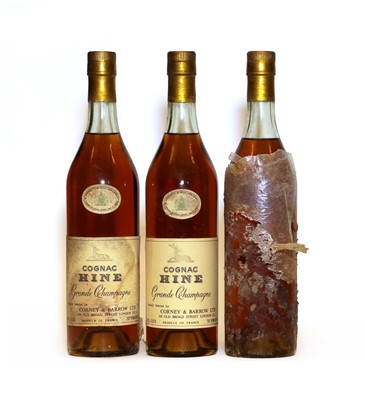 Lot 391 - Hine, Grande Champagne Cognac, 70 proof, 24 fl. ozs, 1960s bottling, three bottles