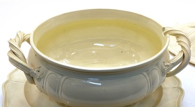 Lot 251 - A Leeds creamware tureen with cover and stand