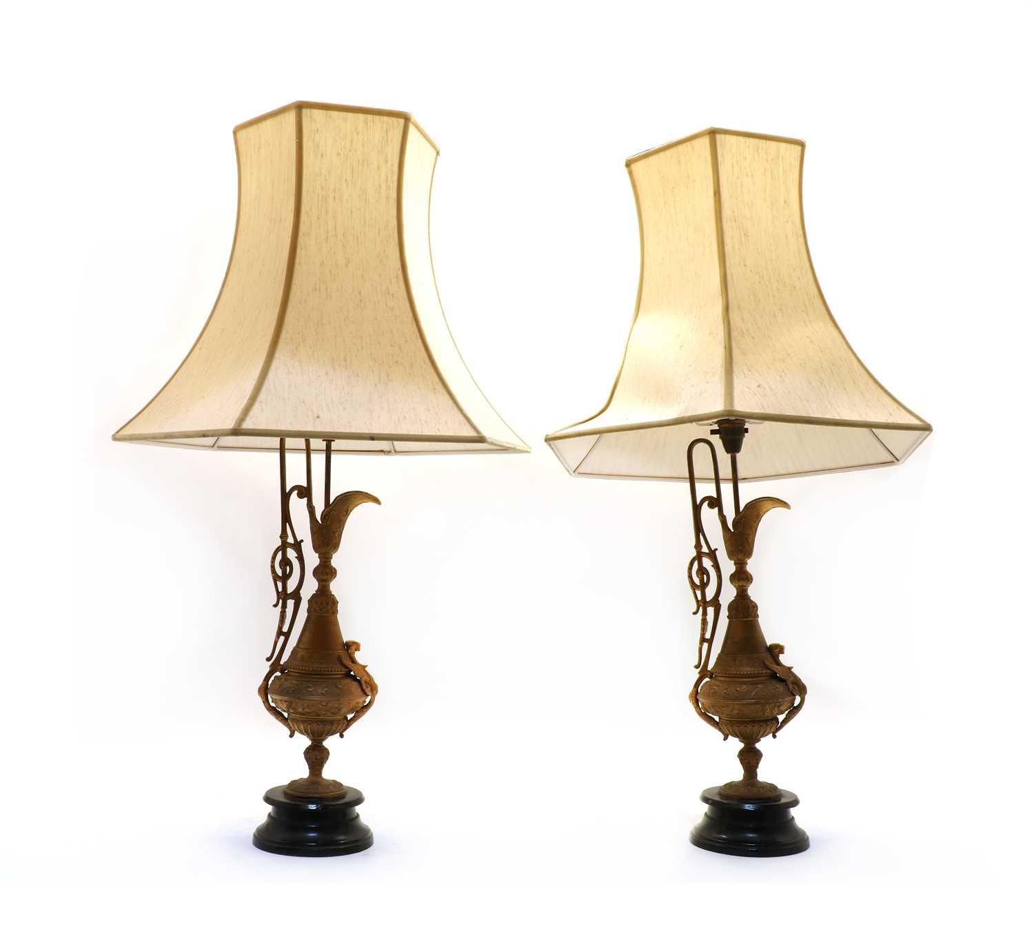 Lot 150 - A pair of Continental gilt metal table lamps