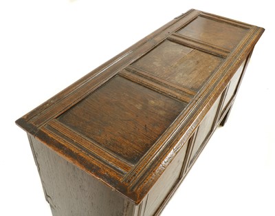 Lot 357 - A panelled oak coffer or sword chest