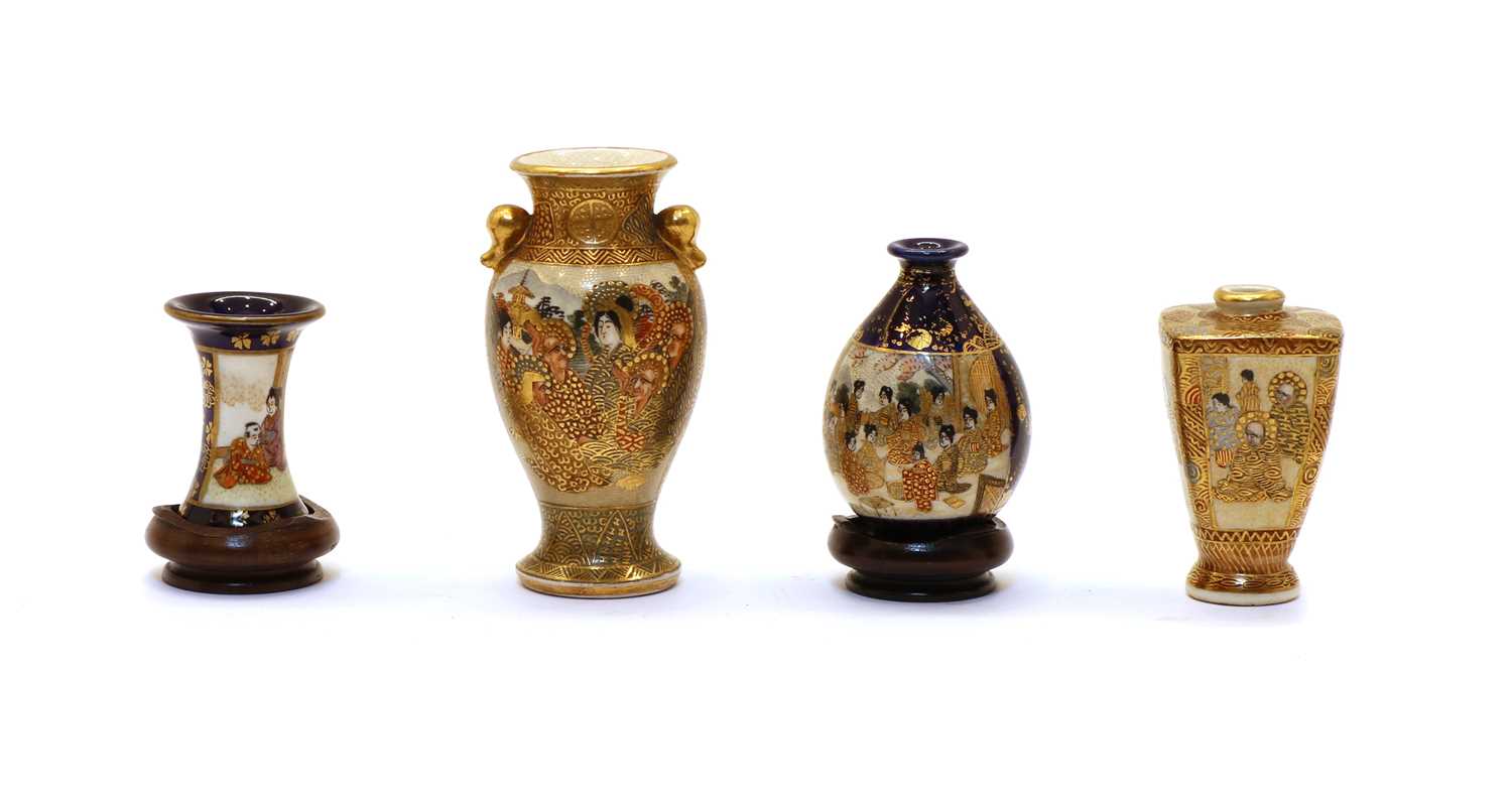 Lot 119 - A collection of four Japanese Satsuma miniature vases