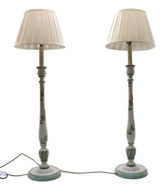 Lot 303 - A pair of modern painted table lamps