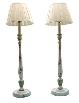 Lot 303 - A pair of modern painted table lamps