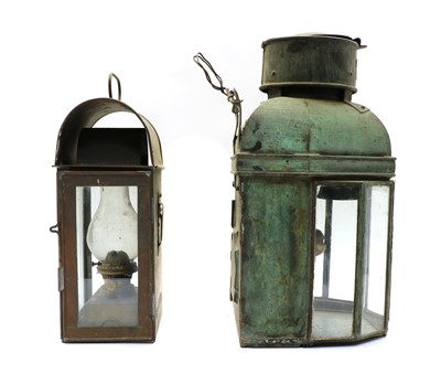 Lot 235 - Two 19th century metal lamps