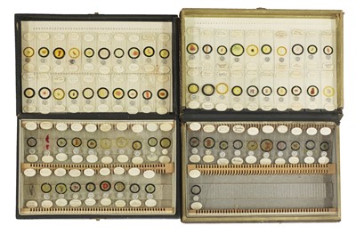 Lot 698 - A collection of over 130 glass microscope slides
