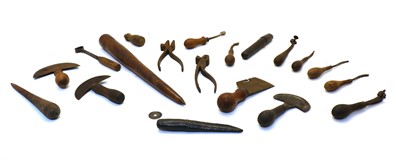 Lot 285 - Various old leather working tools, etc