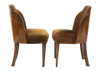 Lot 259 - A pair of Art Deco cloud walnut dining chairs