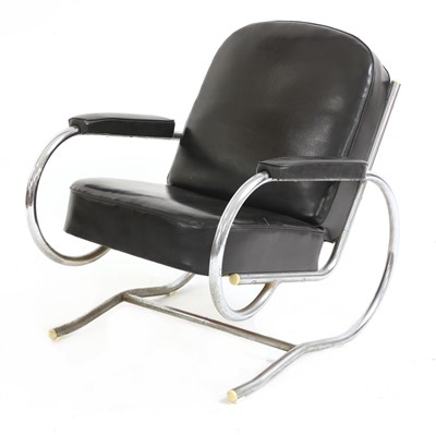 Lot 262 - An Art Deco chrome and leather armchair