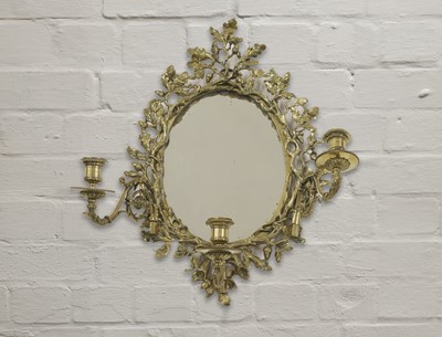 Lot 199A - A gilt brass girandole wall mirror