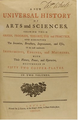 Lot 161 - 1- A New Universal History of Arts and Sciences in 2 vols. With 52 copper plates.