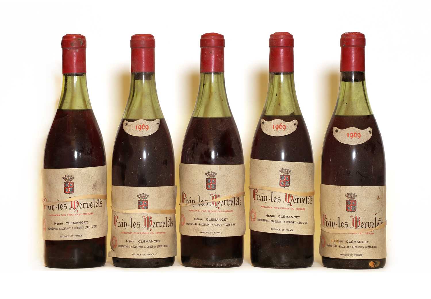 Lot 74 - Fixin, 1er Cru, Les Hervelets, Henri Clemancey, 1969, five bottles