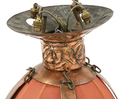Lot 84 - A large Arts and Crafts copper ceiling light