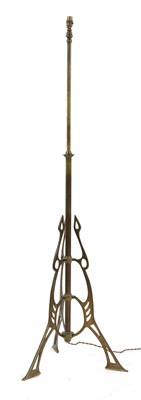 Lot 20 - A secessionist brass adjustable standard lamp