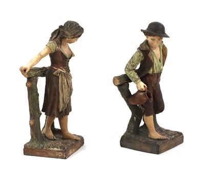 Lot 73 - A pair of Bretby Art Pottery figures