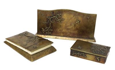 Lot 199 - An Art Deco bronze desk set