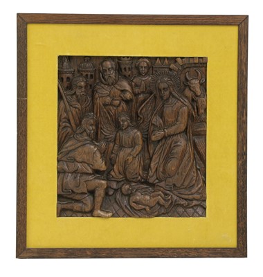 Lot 237 - A set of four carved oak panels from the Life of Christ