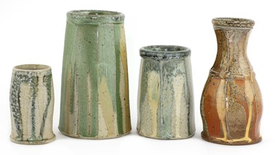 Lot 187 - Micki Sclossessingk (b.1949), two cut sided stoneware vases