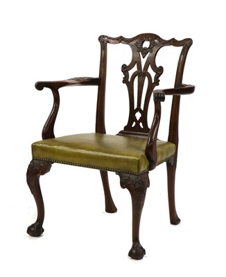 Lot 200 - A Chippendale design mahogany desk chair