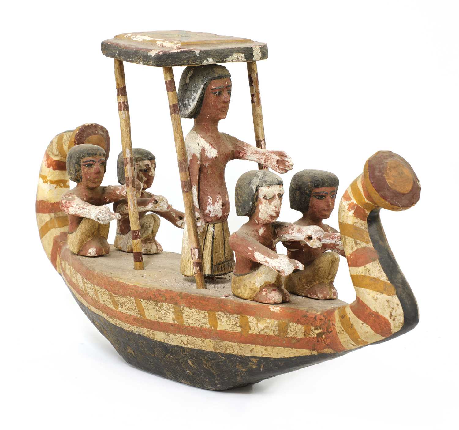 An Ancient Egyptian carved and painted wooden boat Barnebys