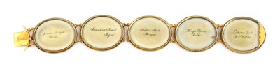 Lot 105 - A 19th century painted miniature gold bracelet
