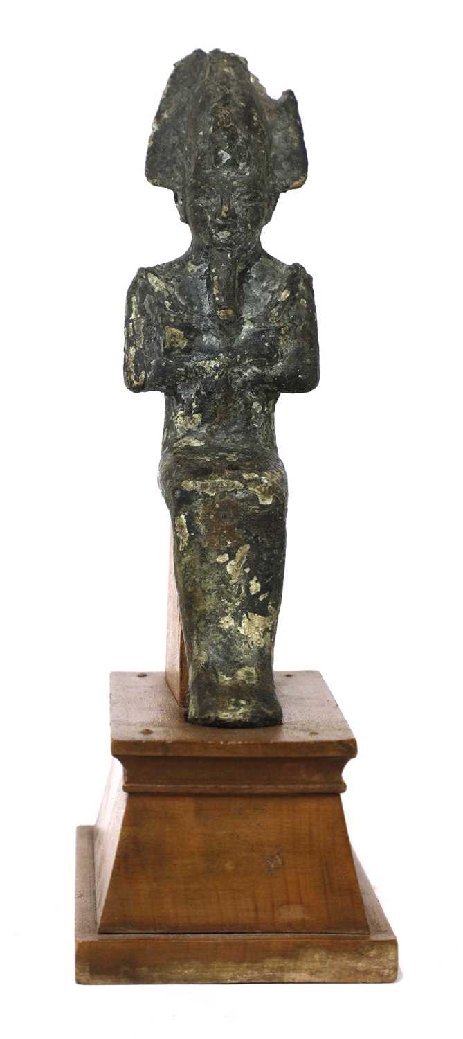 Lot 178 - An Egyptian bronze and clay figurine of Osiris