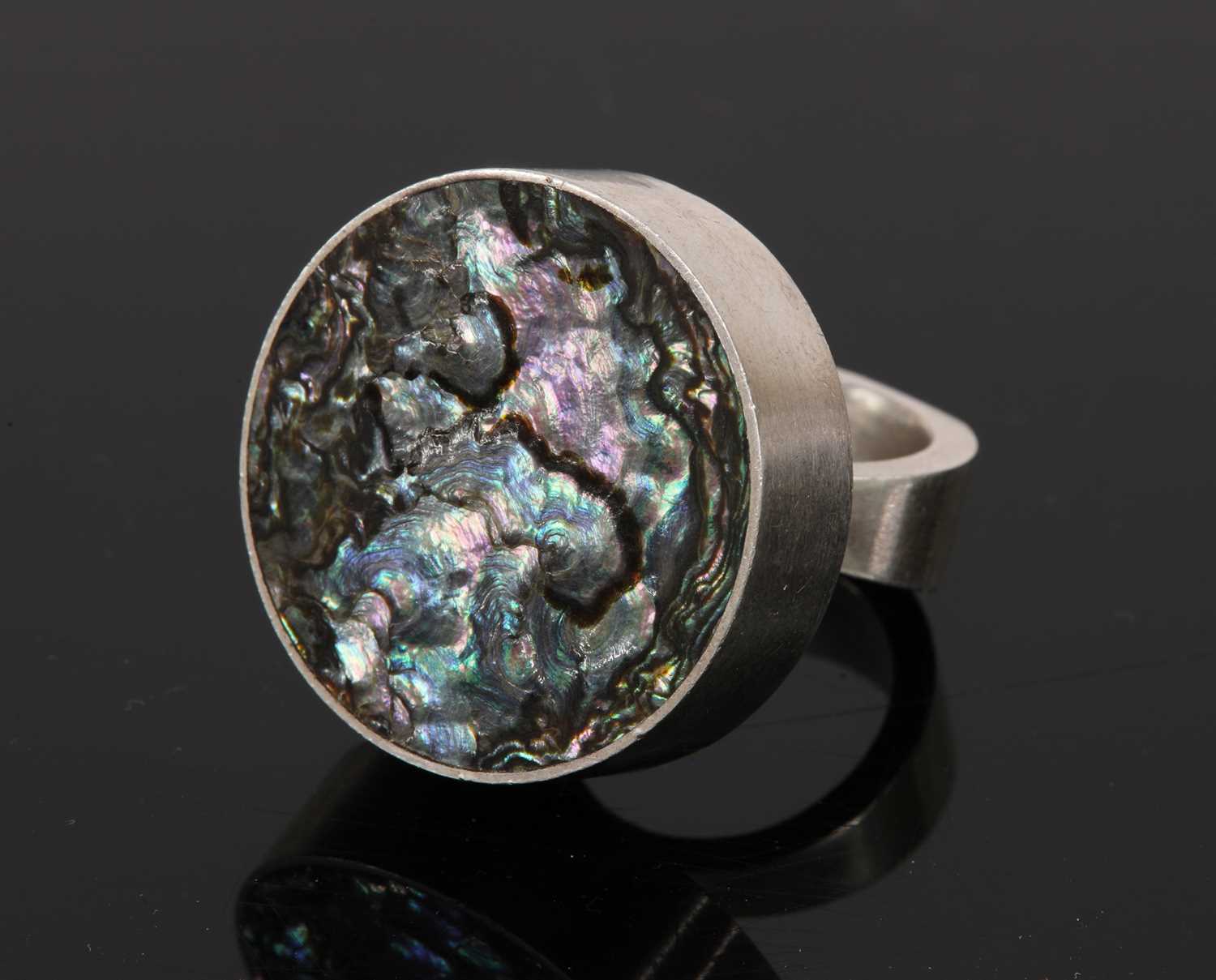 Bague Vintage Argent Sterling Style Moderniste Danois - Taille 56, Poinçonnée - Occasion