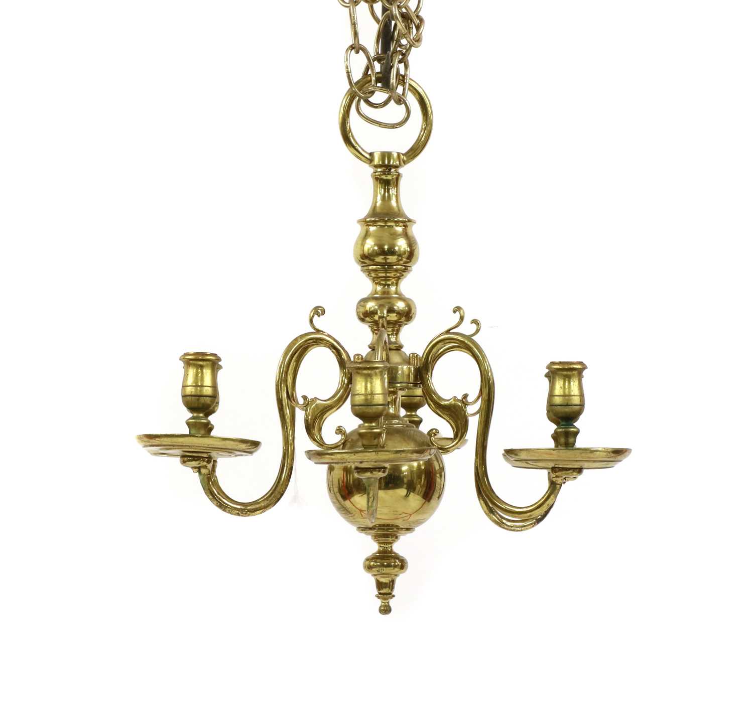 Lot 257 - A Dutch style brass chandelier
