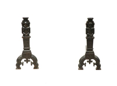 Lot 246 - A pair of cast iron firedogs