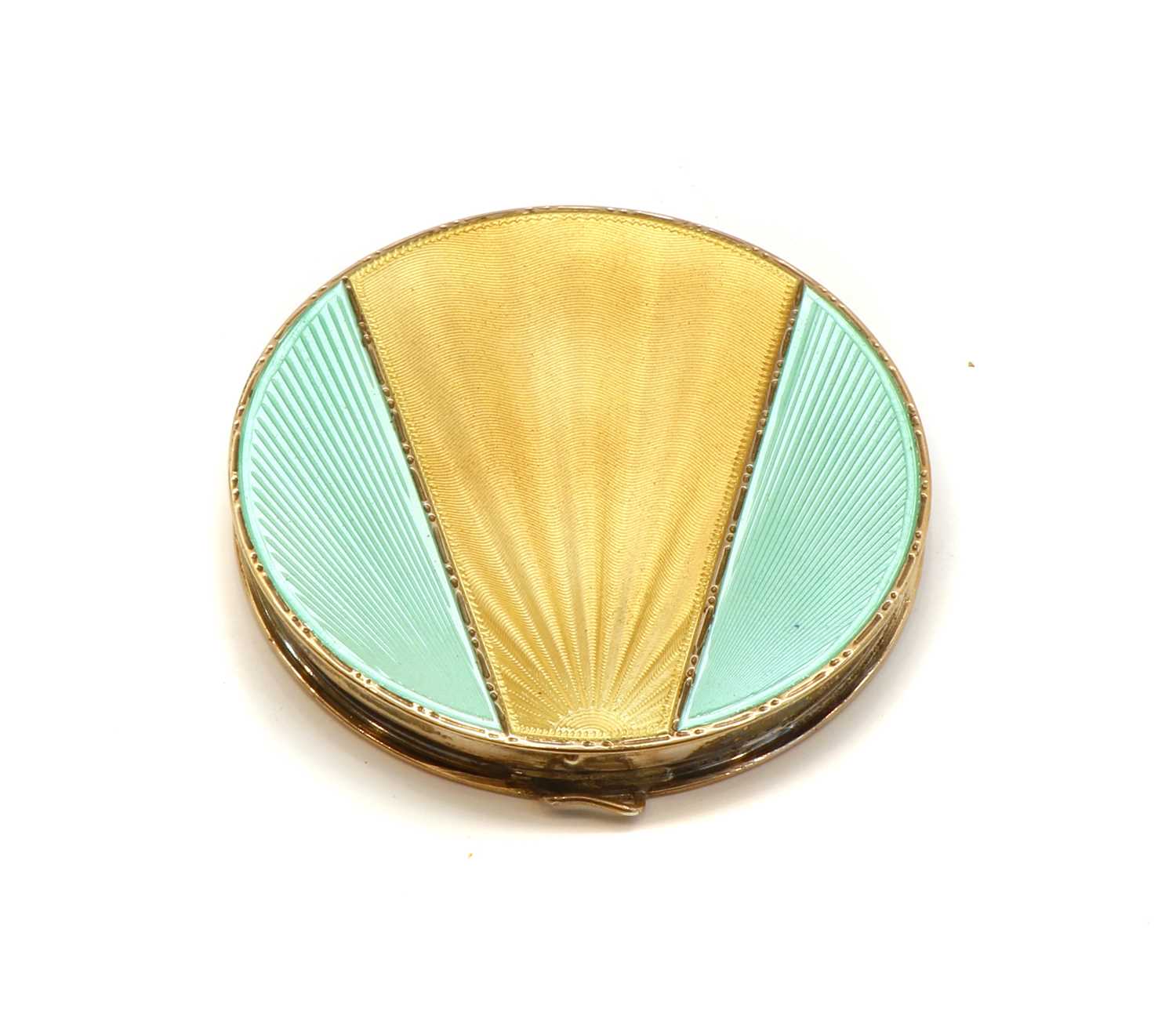 Lot 49 - A cased Art Deco silver and guilloche enamel compact