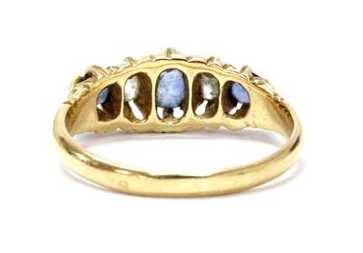 Lot 1028 - An Edwardian 18ct gold sapphire and diamond five stone ring