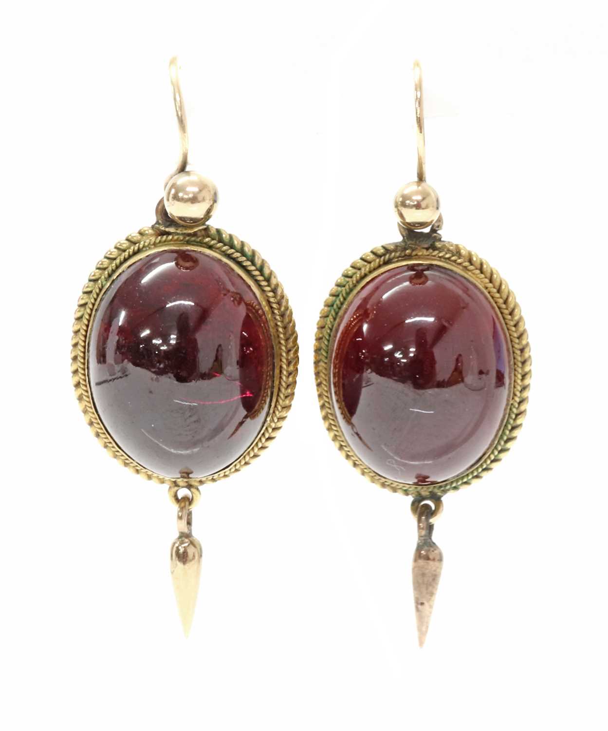 Lot 68 - A pair of Victorian garnet drop earrings