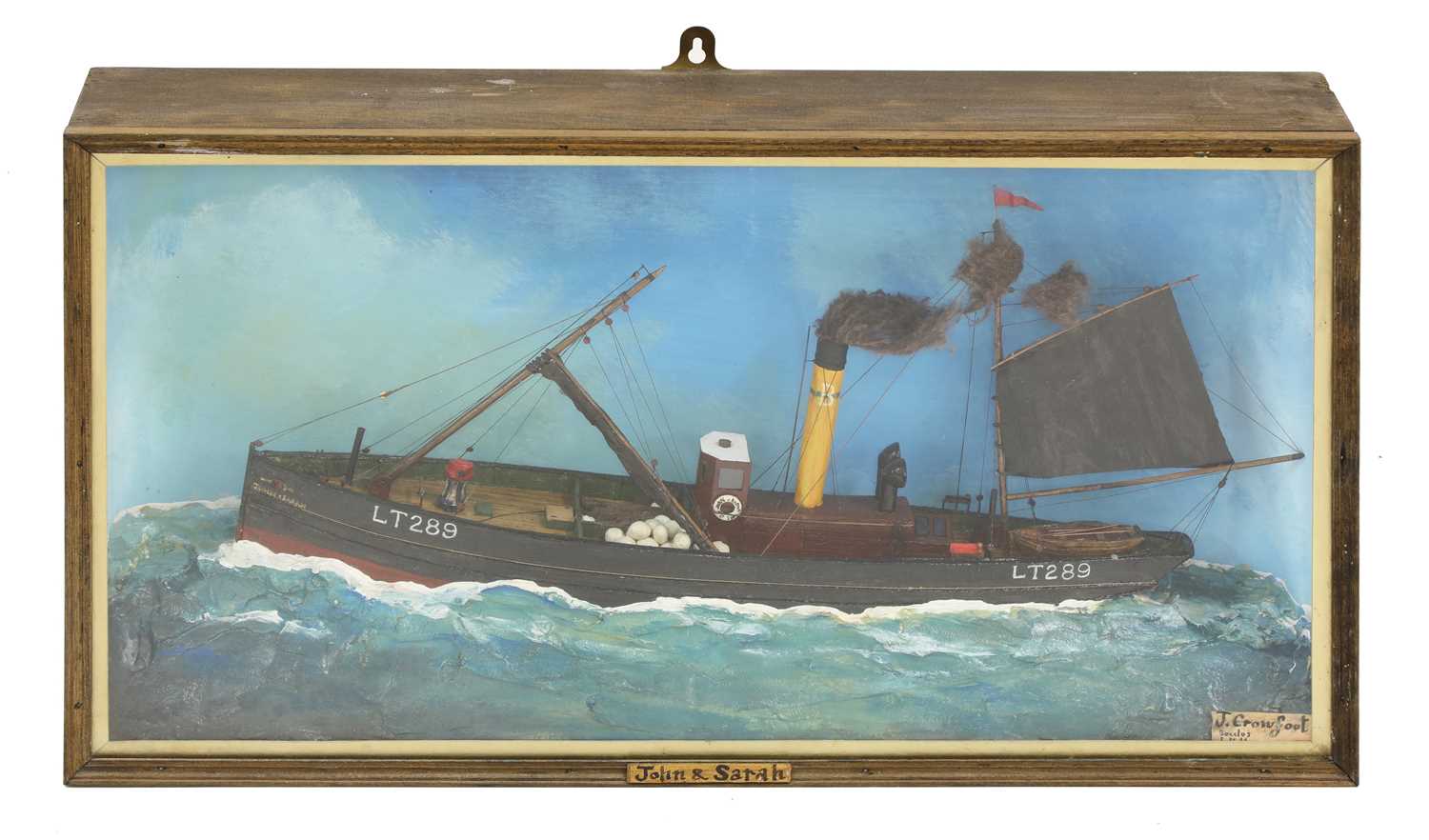 Lot 254 - A cased diorama of a trawler 'LT289' by J Crowfoot, Beccles, Suffolk