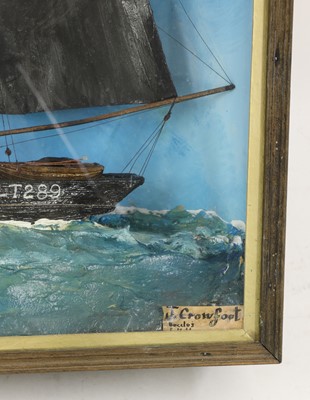 Lot 254 - A cased diorama of a trawler 'LT289' by J Crowfoot, Beccles, Suffolk